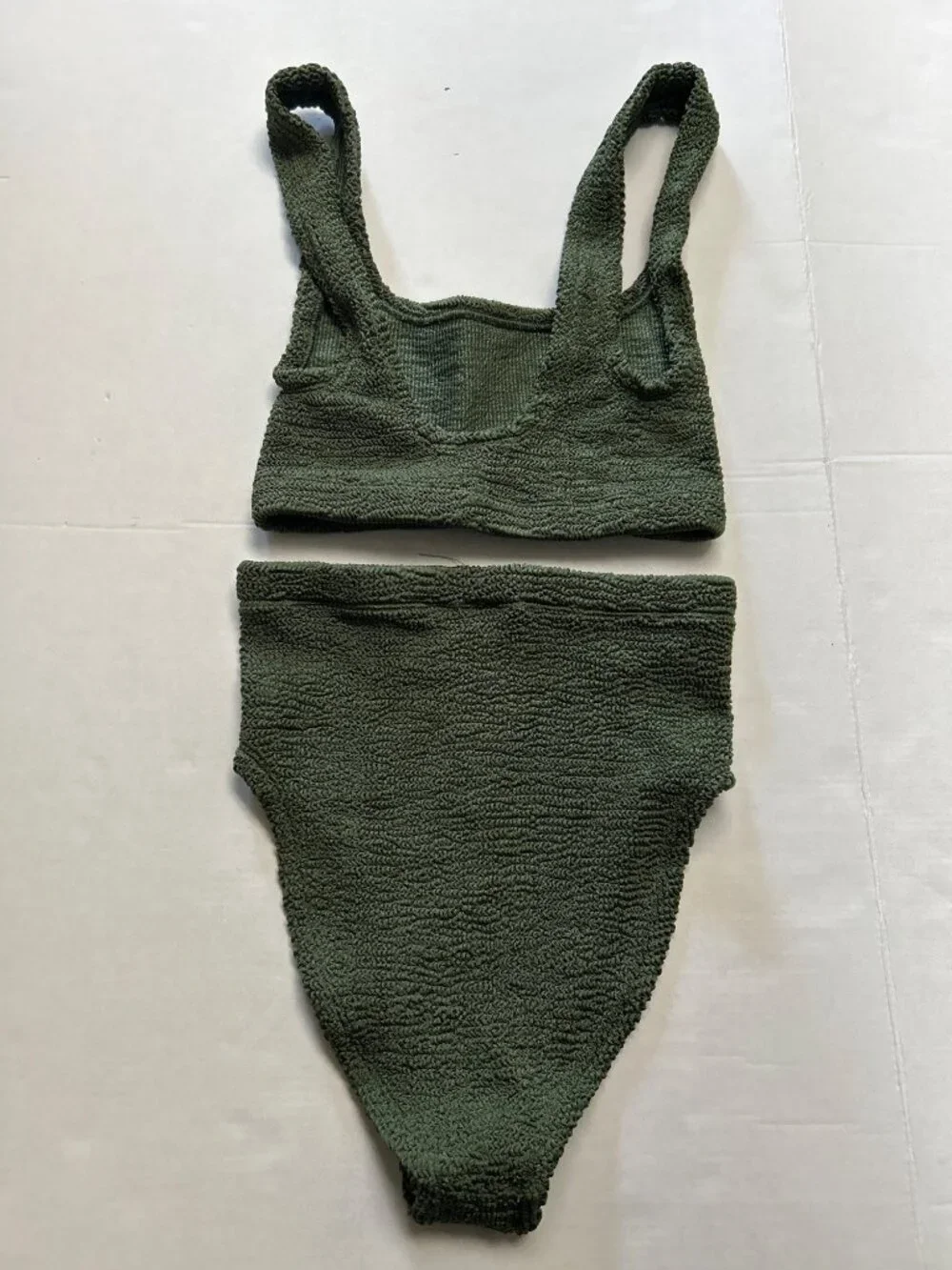 HUNZA G Patricia Bikini Set Metallic Khaki Size One Size NWT